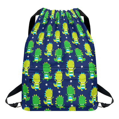 Cute Dino T-Rex Pattern Print Drawstring Backpack
