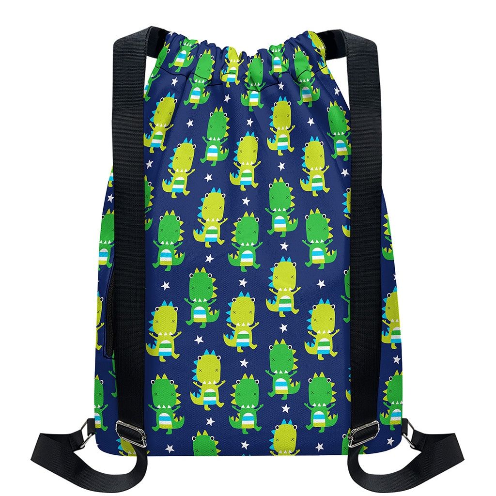 Cute Dino T-Rex Pattern Print Drawstring Backpack