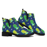 Cute Dino T-Rex Pattern Print Flat Ankle Boots