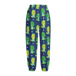 Cute Dino T-Rex Pattern Print Fleece Lined Knit Pants