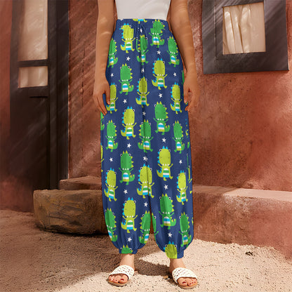 Cute Dino T-Rex Pattern Print Harem Pants
