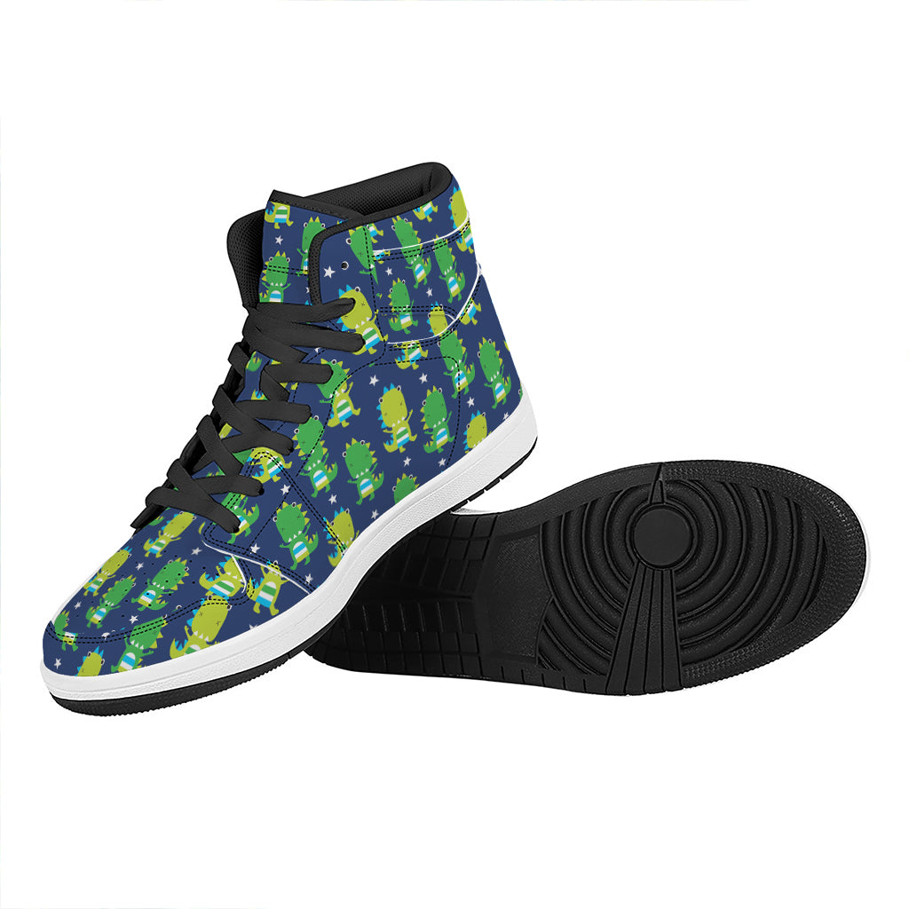 Cute Dino T-Rex Pattern Print High Top Leather Sneakers