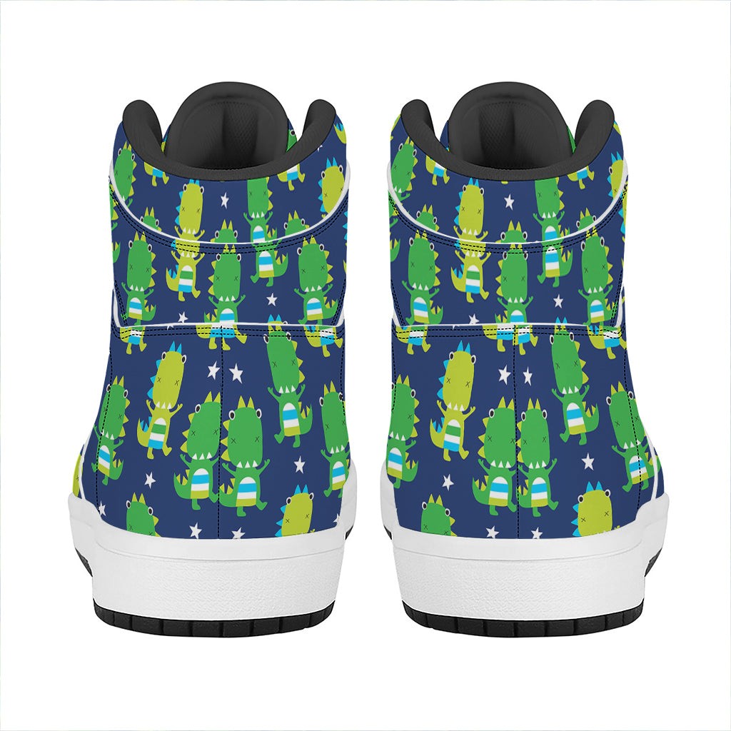 Cute Dino T-Rex Pattern Print High Top Leather Sneakers
