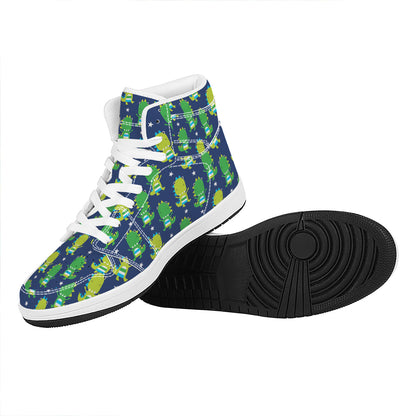 Cute Dino T-Rex Pattern Print High Top Leather Sneakers