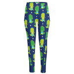 Cute Dino T-Rex Pattern Print High-Waisted Pocket Leggings