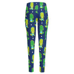 Cute Dino T-Rex Pattern Print High-Waisted Pocket Leggings