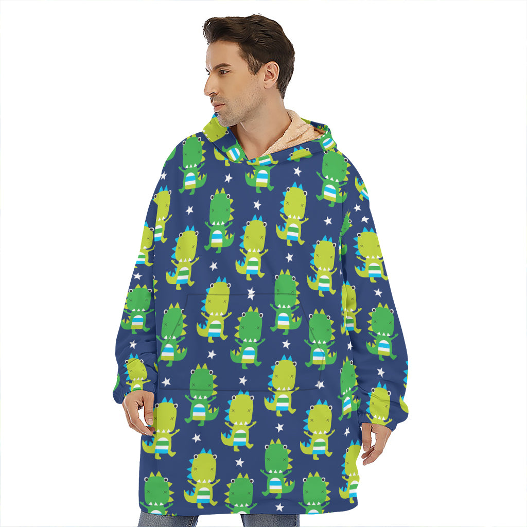Cute Dino T-Rex Pattern Print Hoodie Blanket