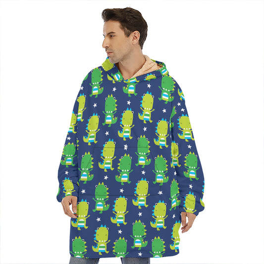 Cute Dino T-Rex Pattern Print Hoodie Blanket