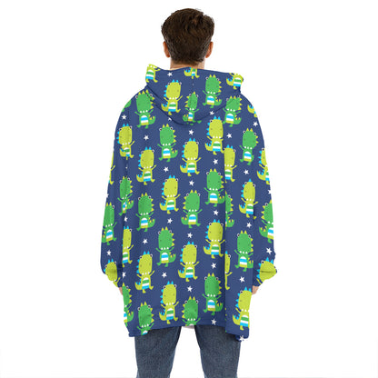 Cute Dino T-Rex Pattern Print Hoodie Blanket