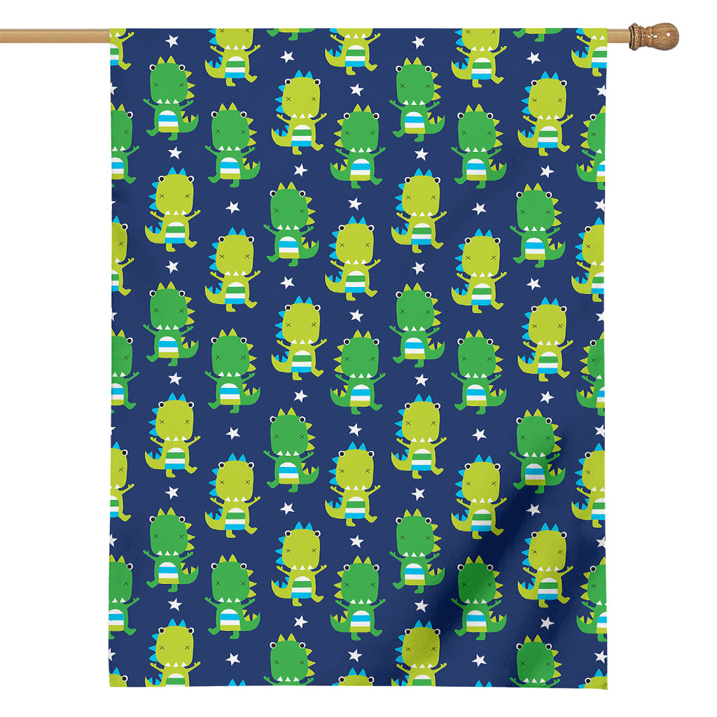 Cute Dino T-Rex Pattern Print House Flag