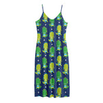 Cute Dino T-Rex Pattern Print Jersey Midi Cami Dress
