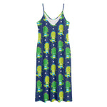 Cute Dino T-Rex Pattern Print Jersey Midi Cami Dress