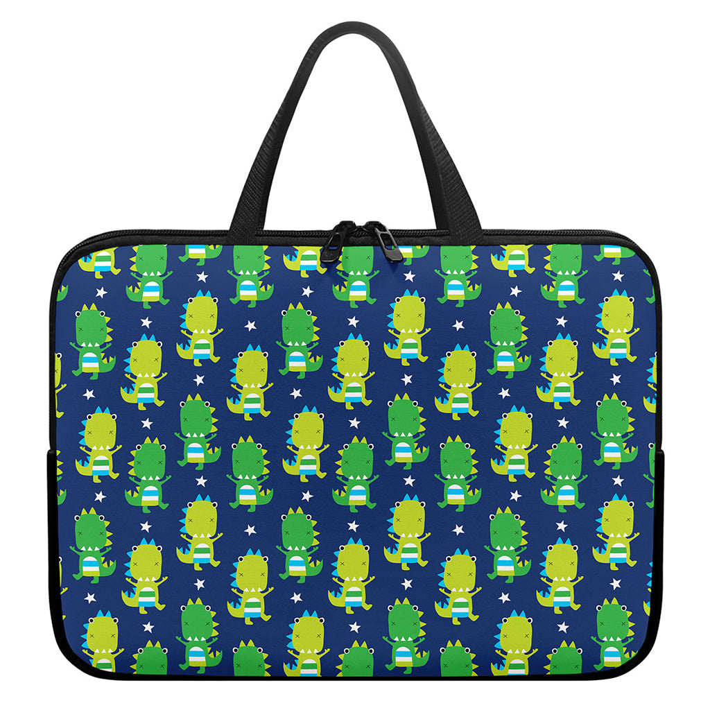 Cute Dino T-Rex Pattern Print Laptop Sleeve With Handle