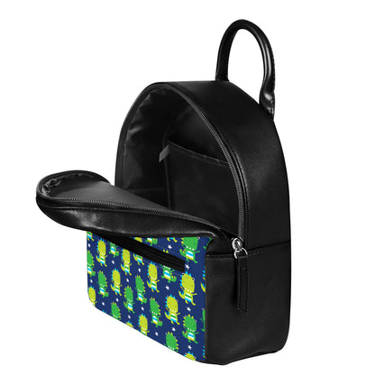 Cute Dino T-Rex Pattern Print Leather Backpack