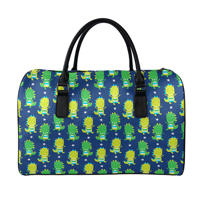 Cute Dino T-Rex Pattern Print Leather Duffle Bag