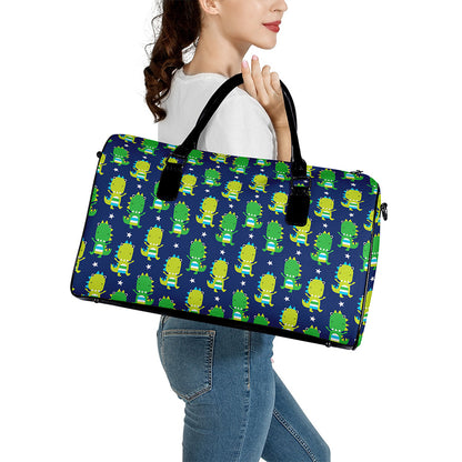 Cute Dino T-Rex Pattern Print Leather Duffle Bag