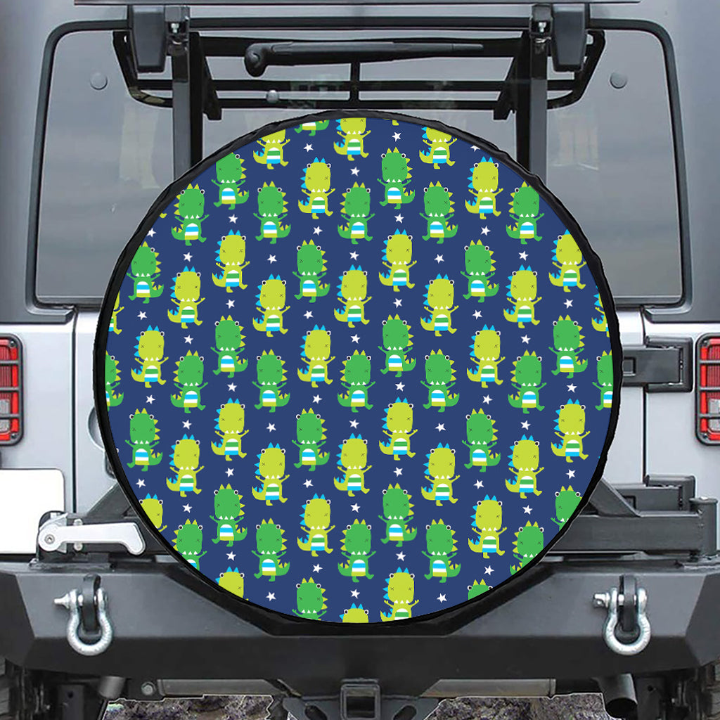 Cute Dino T-Rex Pattern Print Leather Spare Tire Cover