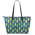 Cute Dino T-Rex Pattern Print Leather Tote Bag With Zipper