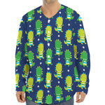 Cute Dino T-Rex Pattern Print Long Sleeve Baseball Jersey
