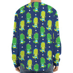 Cute Dino T-Rex Pattern Print Long Sleeve Baseball Jersey