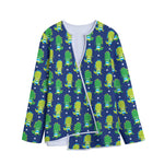 Cute Dino T-Rex Pattern Print Long Sleeve Short Coat