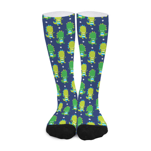 Cute Dino T-Rex Pattern Print Long Socks