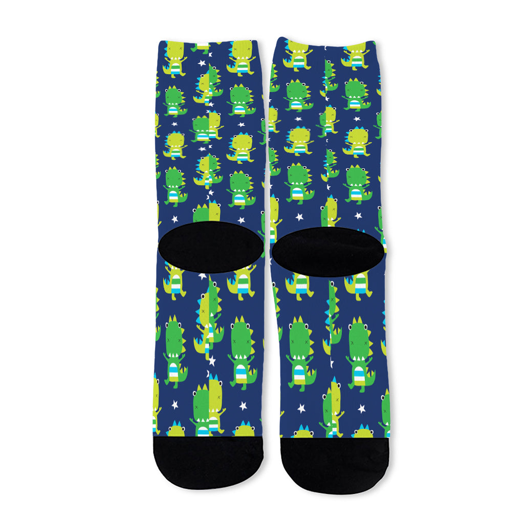 Cute Dino T-Rex Pattern Print Long Socks