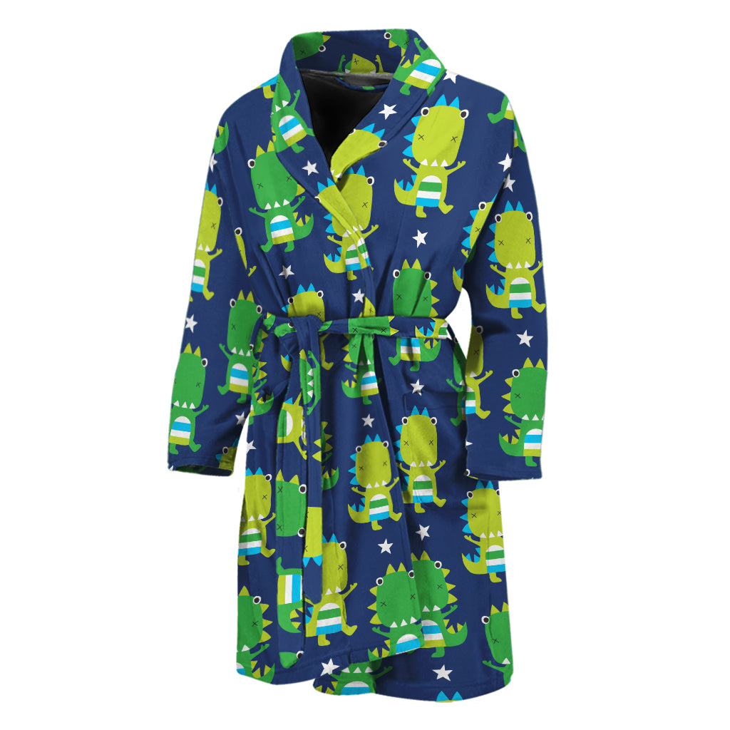 Cute Dino T-Rex Pattern Print Men's Bathrobe