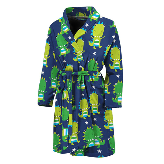 Cute Dino T-Rex Pattern Print Men's Bathrobe