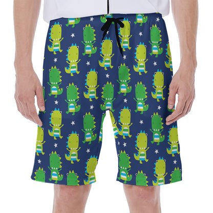 Cute Dino T-Rex Pattern Print Men's Beach Shorts