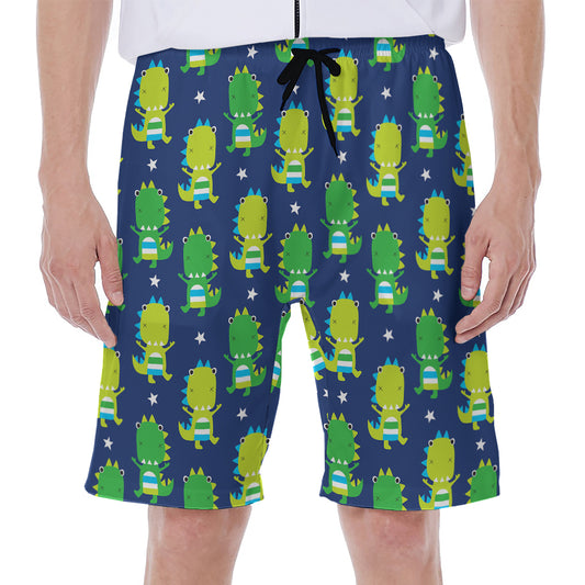 Cute Dino T-Rex Pattern Print Men's Beach Shorts