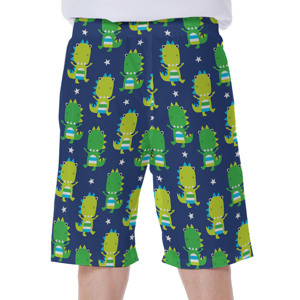 Cute Dino T-Rex Pattern Print Men's Beach Shorts