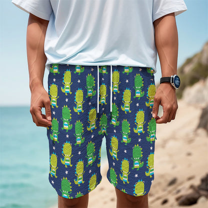 Cute Dino T-Rex Pattern Print Men's Cargo Shorts