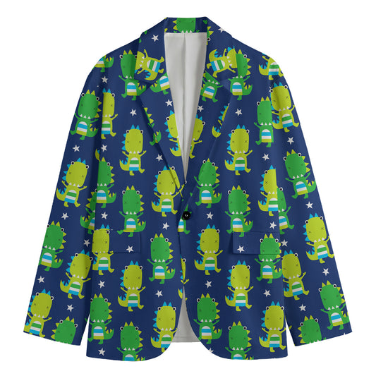 Cute Dino T-Rex Pattern Print Men's Cotton Blazer