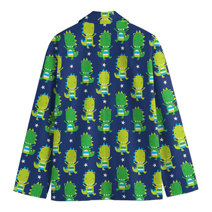 Cute Dino T-Rex Pattern Print Men's Cotton Blazer