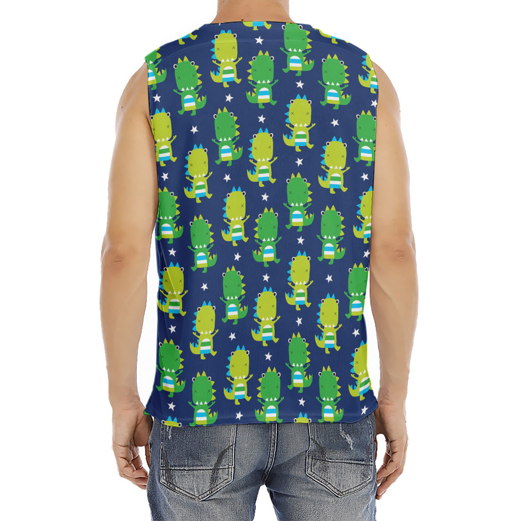 Cute Dino T-Rex Pattern Print Men's Fitness Tank Top