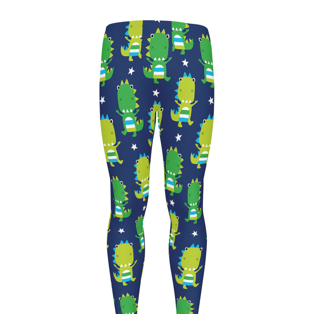 Cute Dino T-Rex Pattern Print Men's leggings