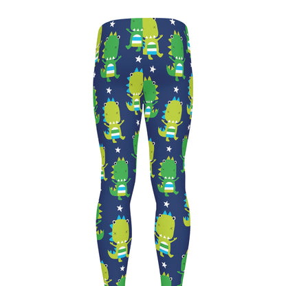 Cute Dino T-Rex Pattern Print Men's leggings