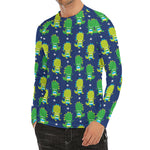 Cute Dino T-Rex Pattern Print Men's Long Sleeve Rash Guard