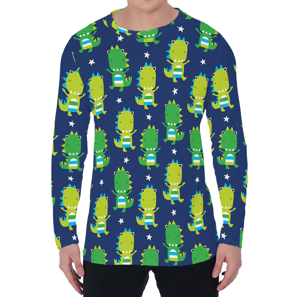 Cute Dino T-Rex Pattern Print Men's Long Sleeve T-Shirt