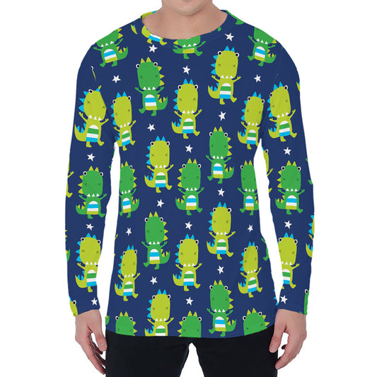 Cute Dino T-Rex Pattern Print Men's Long Sleeve T-Shirt