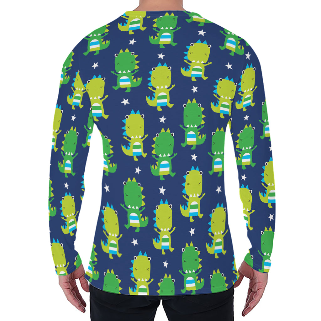 Cute Dino T-Rex Pattern Print Men's Long Sleeve T-Shirt