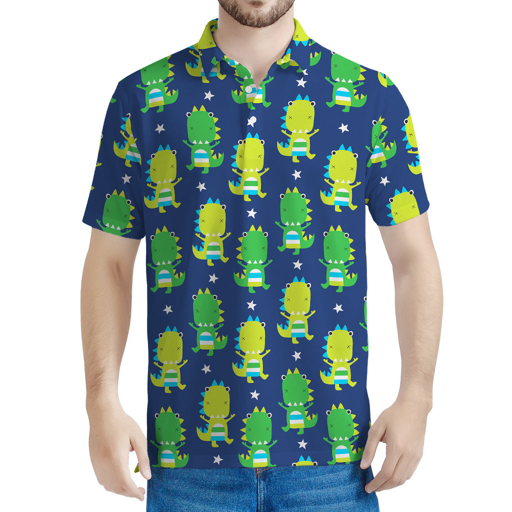 Cute Dino T-Rex Pattern Print Men's Polo Shirt