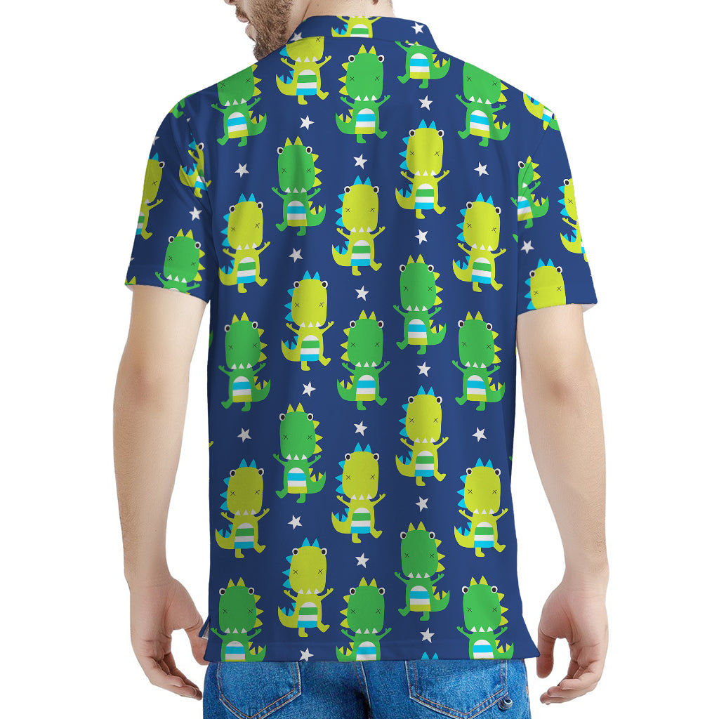 Cute Dino T-Rex Pattern Print Men's Polo Shirt