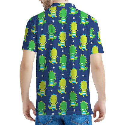 Cute Dino T-Rex Pattern Print Men's Polo Shirt