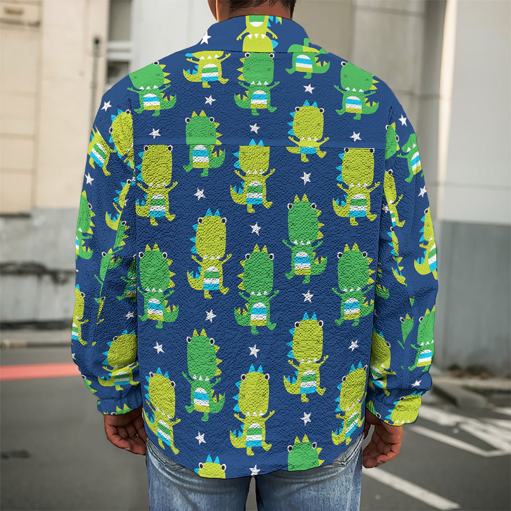 Cute Dino T-Rex Pattern Print Men's Shirt Jacket