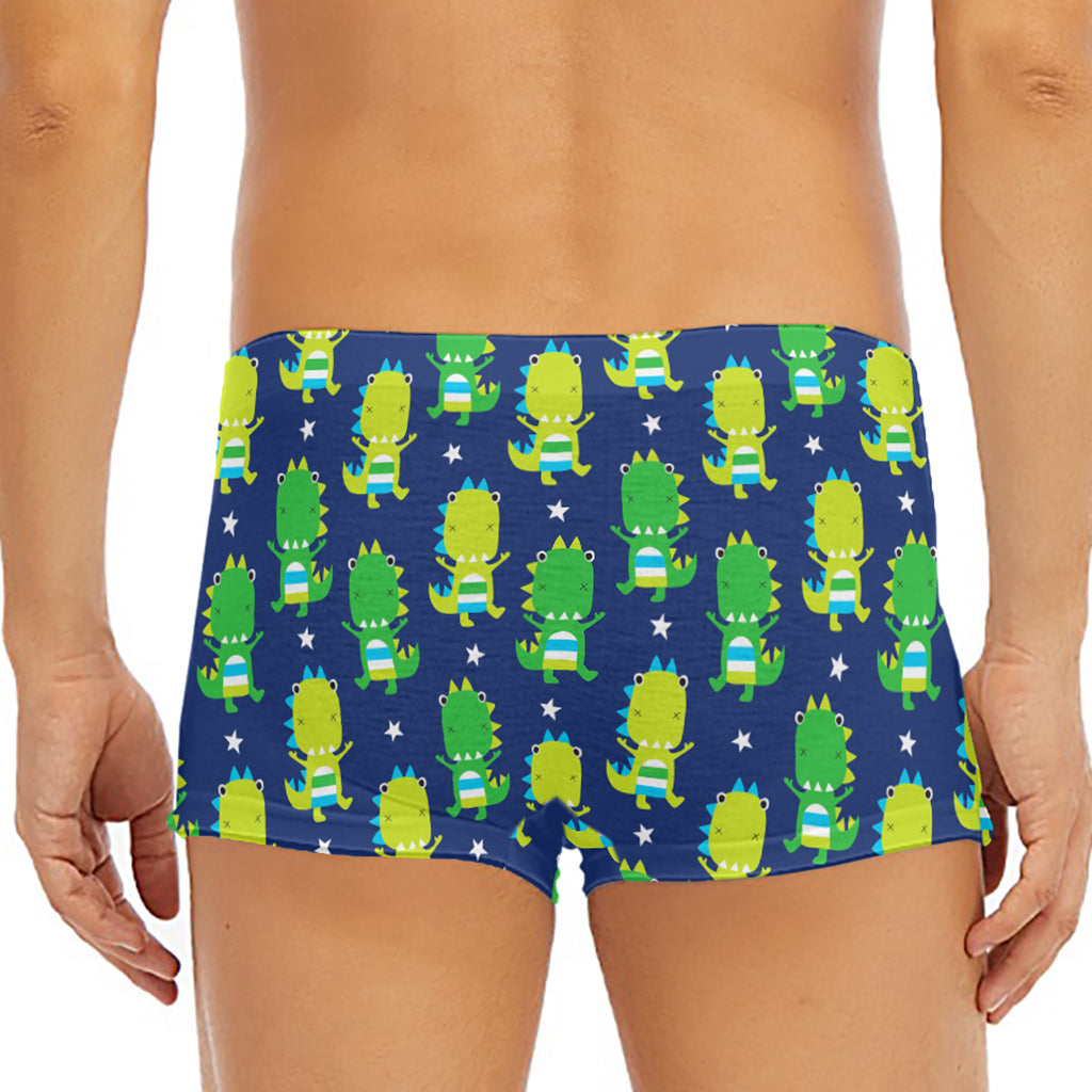 Cute Dino T-Rex Pattern Print Men's Short Boxer Briefs