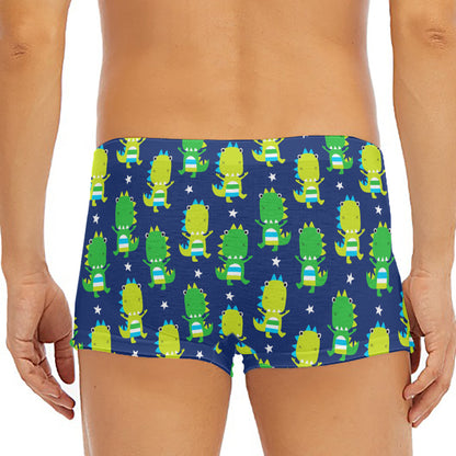 Cute Dino T-Rex Pattern Print Men's Short Boxer Briefs