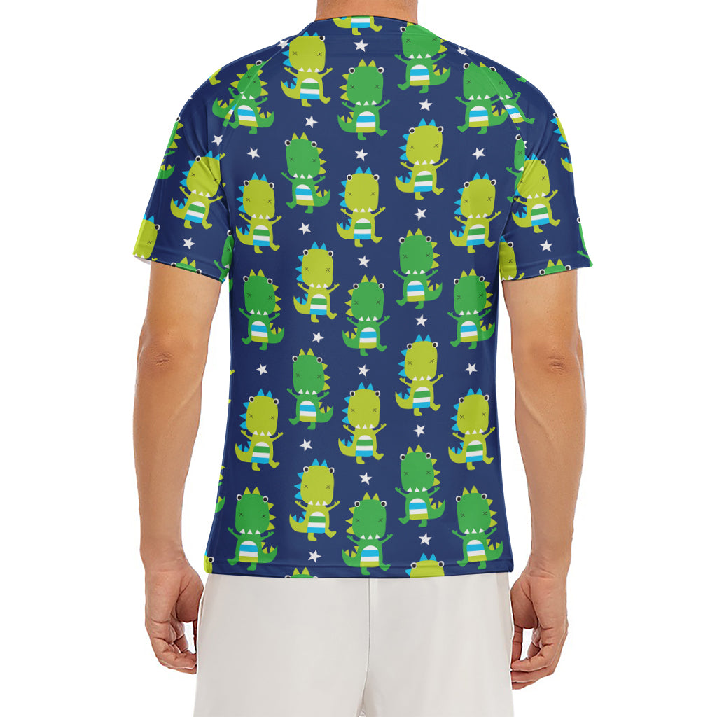 Cute Dino T-Rex Pattern Print Men's Short Sleeve Rash Guard