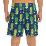 Cute Dino T-Rex Pattern Print Men's Split Running Shorts